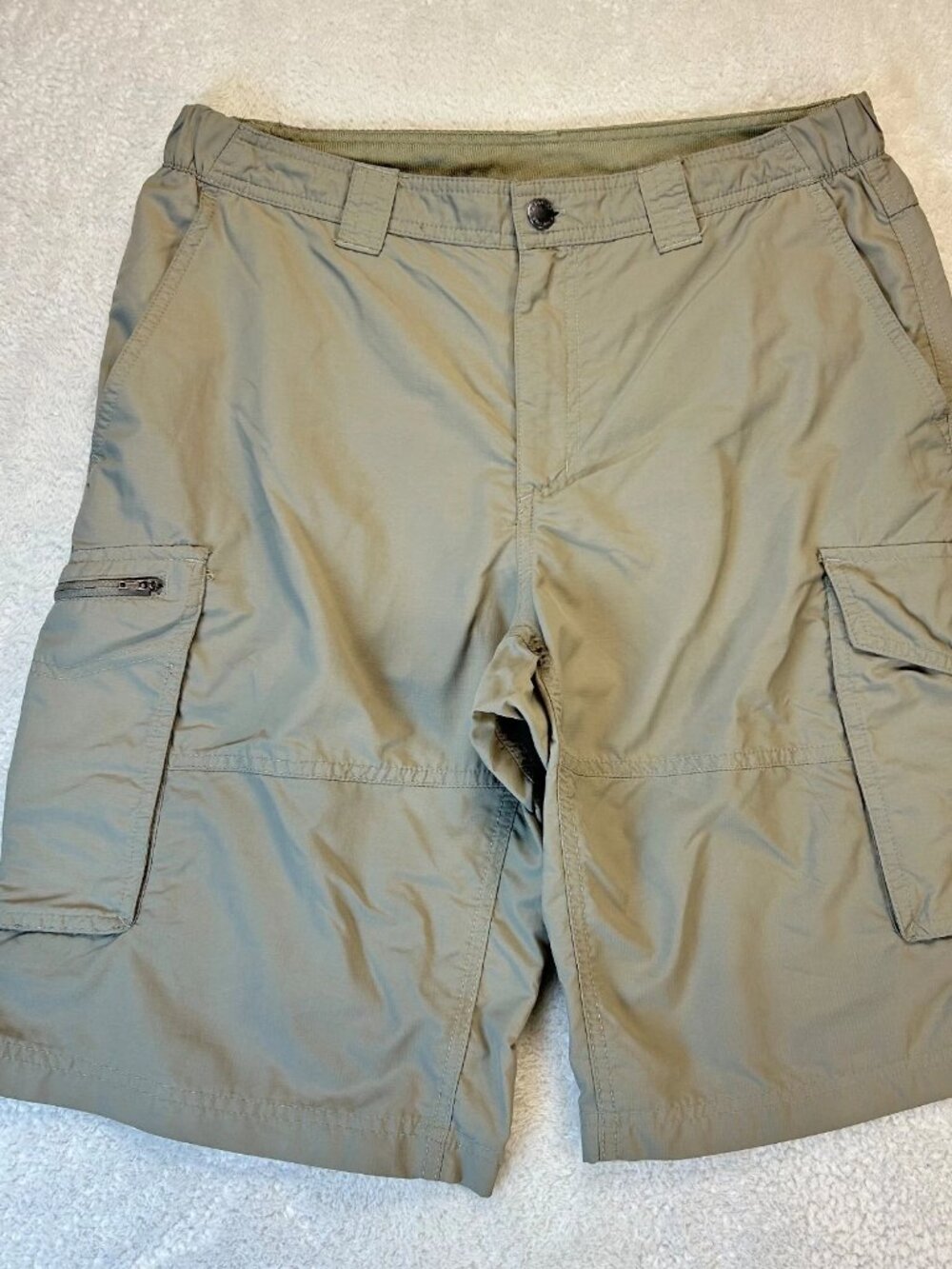 Columbia Cargo Shorts Mens 34x12 Gray Lined Flat Front Outdoor Hiking Utility